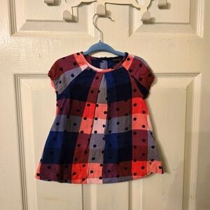 Tommy Hilfiger Red and Blue Plaid Polkadot Dress Size 6-9M